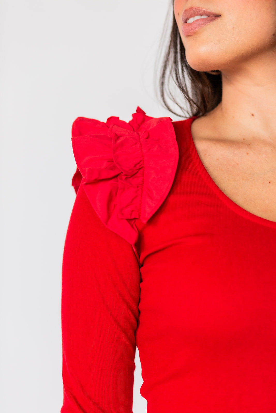 Luna Ruffle Top Red