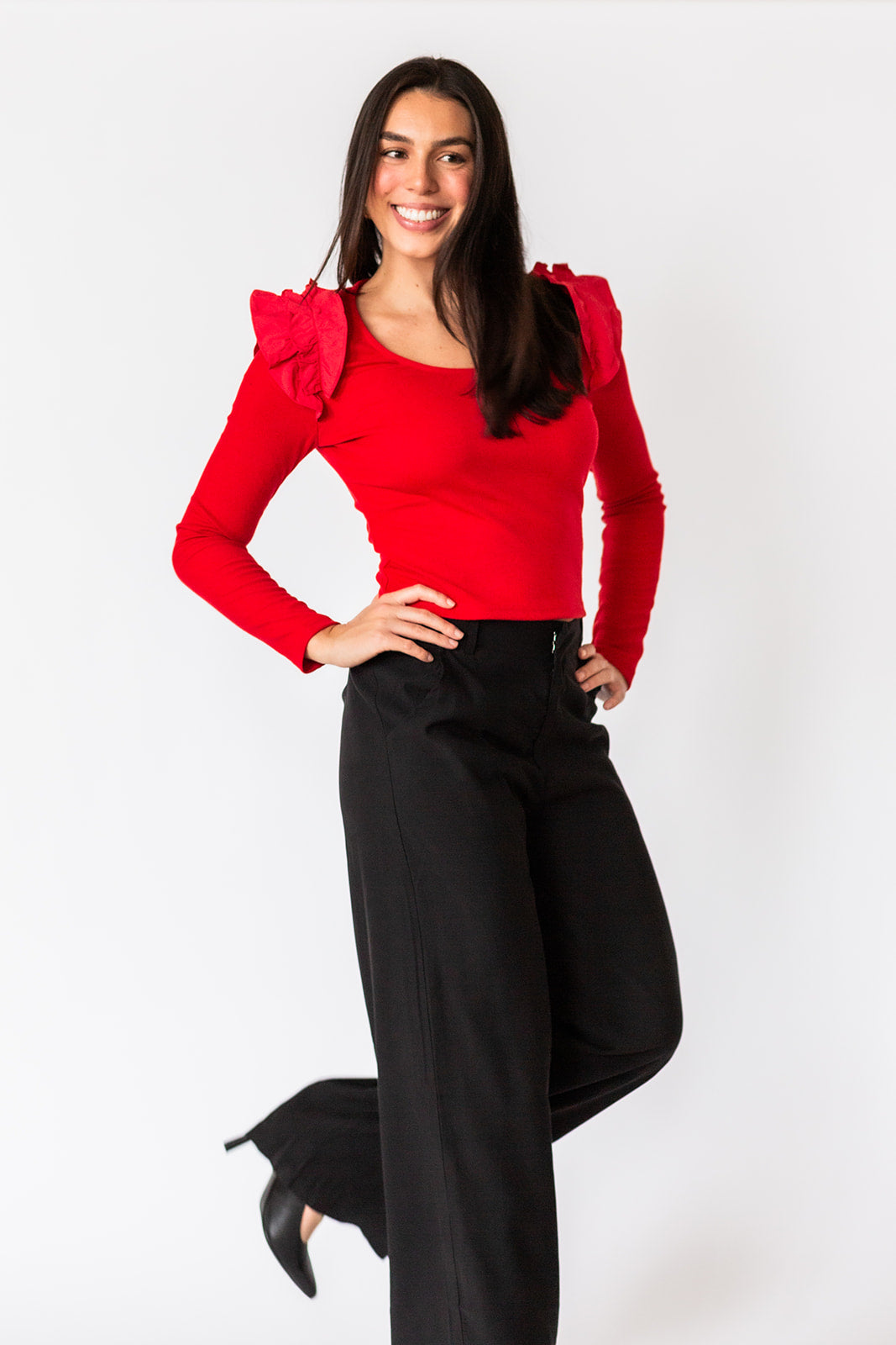 Luna Ruffle Top Red