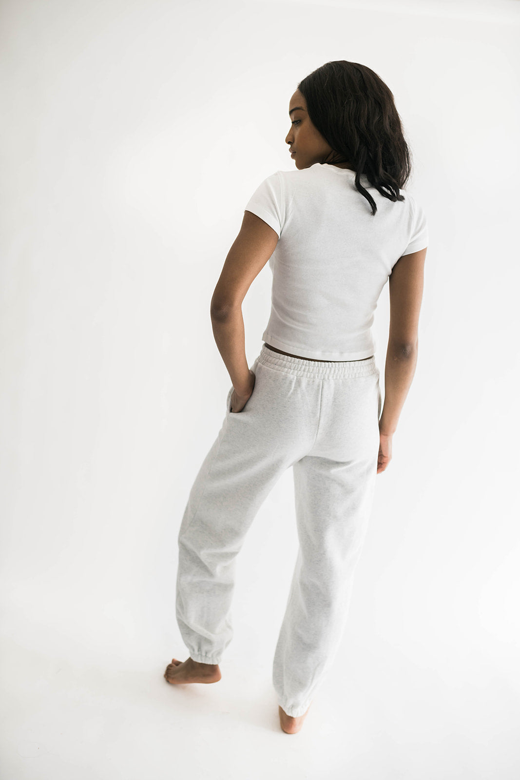 Julie Pocketed Joggers in Light Grey