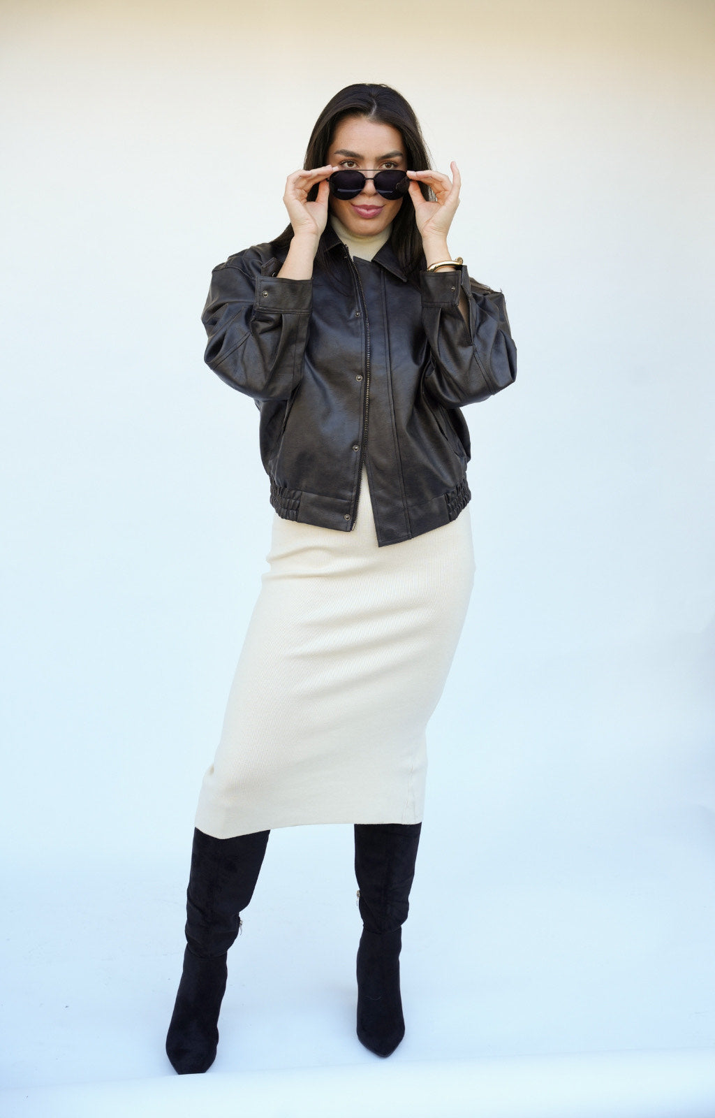 Edit Faux Leather Bomber