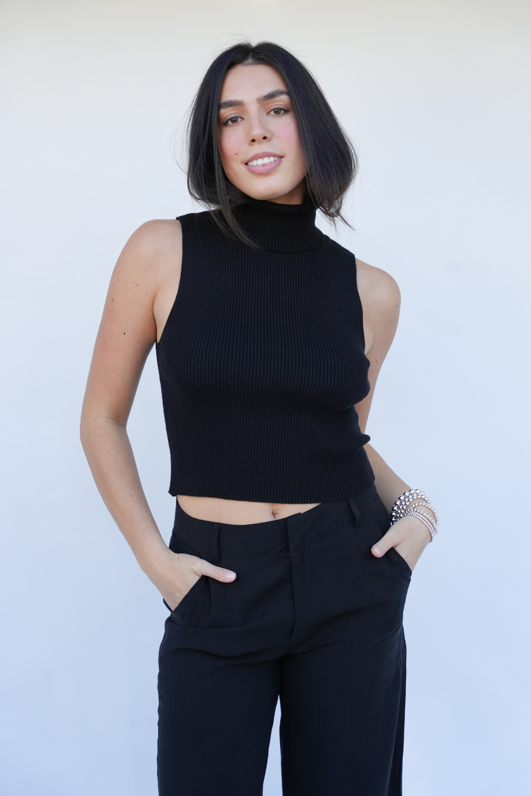 Wells Sleeveless Turtleneck Top